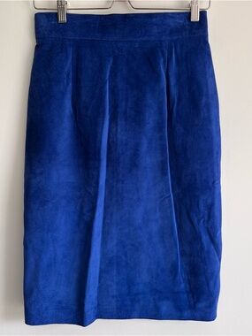 Danier Vintage Blue Suede Pencil Skirt